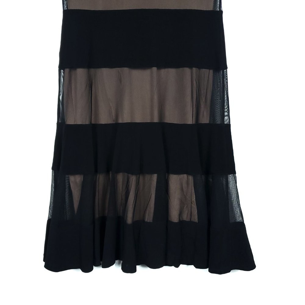 Joseph Ribkoff Black Tan Sheer Stripe Luxury Dress - Picture 6 of 9